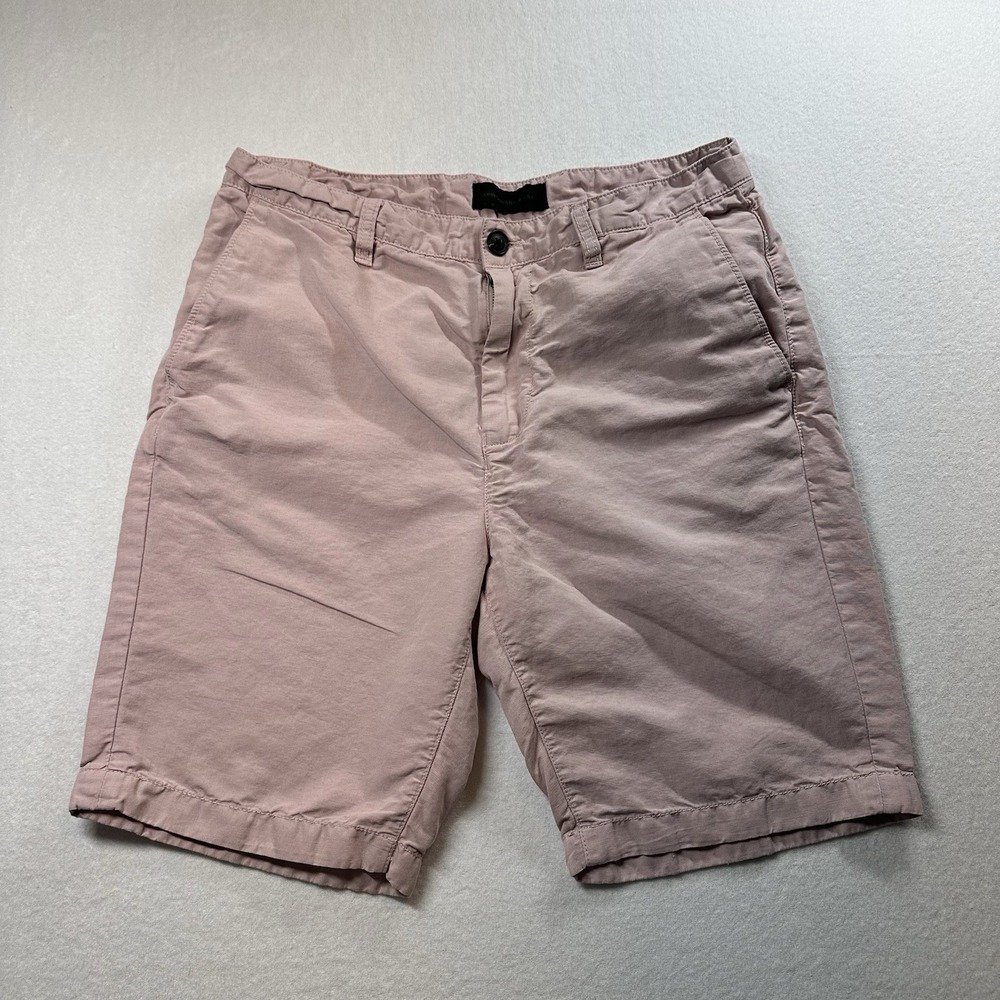 John Varvatos Linen Chino Shorts Men 31 Pink Benson Knit Casual Summer